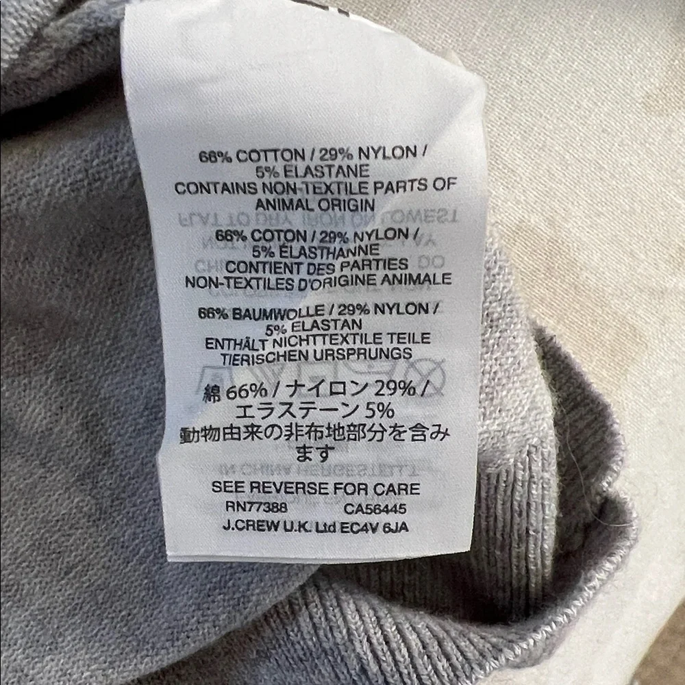 Gray J Crew Button-Up Women's Sweater w/Bead Detail on Collar